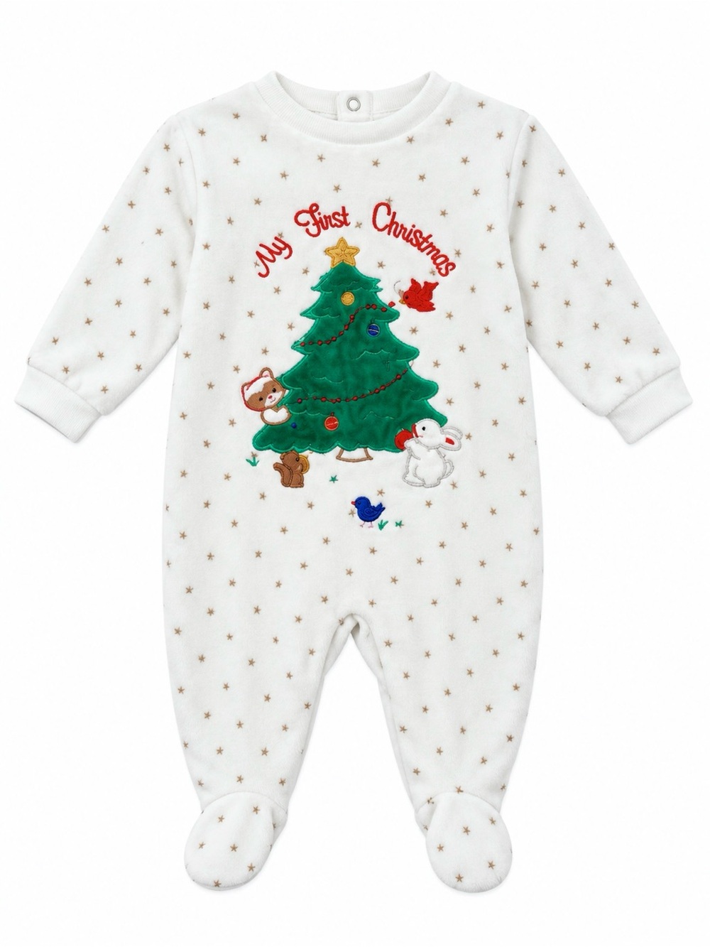 Vintage Little Me My First Christmas Velour Footed Sleeper Baby 0-3M Holiday